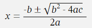 equation for solution of quadratic equation